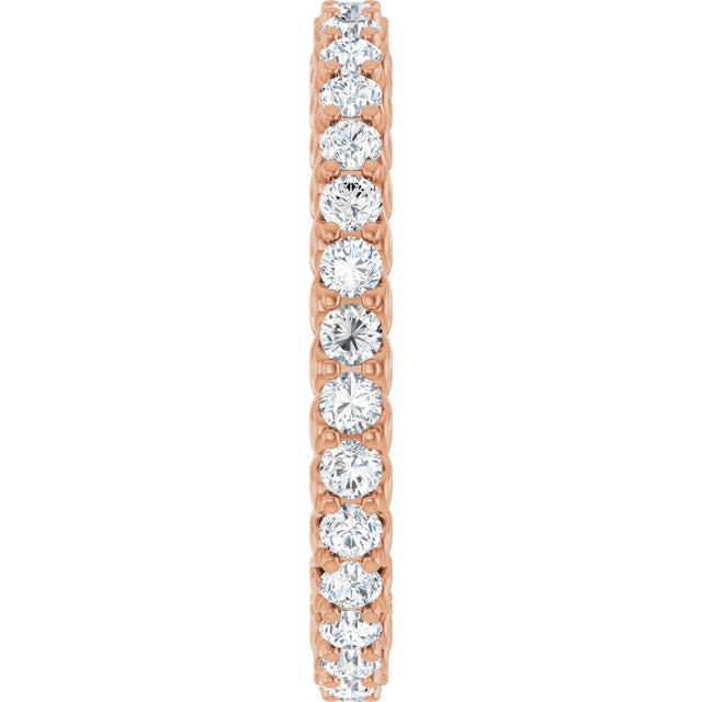 14K Gold Round Natural Diamond Sculptural Eternity Band - 2mm Stones - Rose Gold - view 4