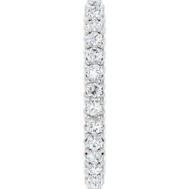 14K Gold Round Natural Diamond Sculptural Eternity Band - 2mm Stones - White Gold - view 4