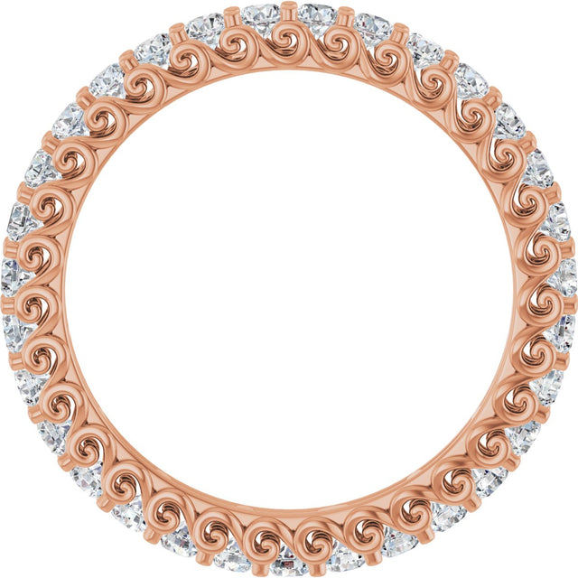 14K Gold Round Lab-Grown Diamond Sculptural Eternity Band - 2mm Stones - Rose Gold - view 2