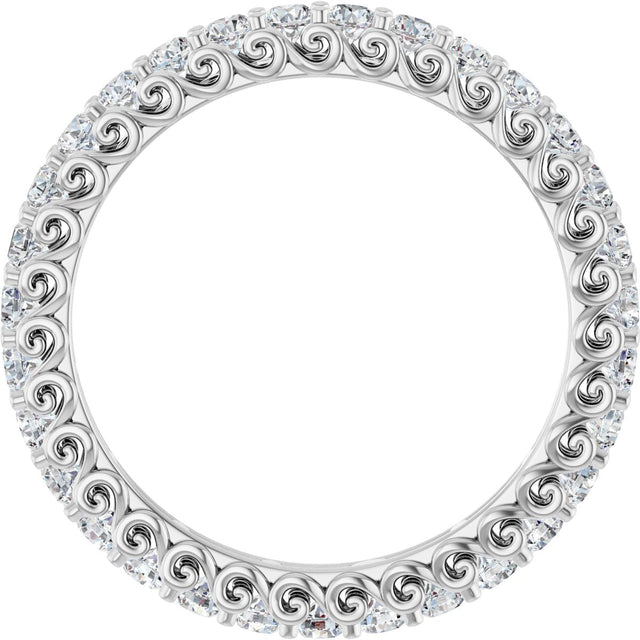 14K Gold Round Lab-Grown Diamond Sculptural Eternity Band - 2mm Stones - White Gold - view 2