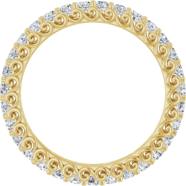14K Gold Round Lab-Grown Diamond Sculptural Eternity Band - 2mm Stones - Yellow Gold - view 2