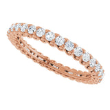 14K Gold Round Natural Diamond Sculptural Eternity Band - 2mm Stones - Rose Gold - view 5