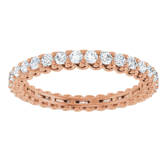 14K Gold Round Lab-Grown Diamond Sculptural Eternity Band - 2mm Stones - Rose Gold - view 3