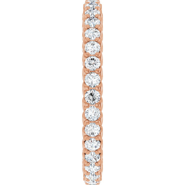 14K Gold Round Lab-Grown Diamond Sculptural Eternity Band - 2mm Stones - Rose Gold - view 4