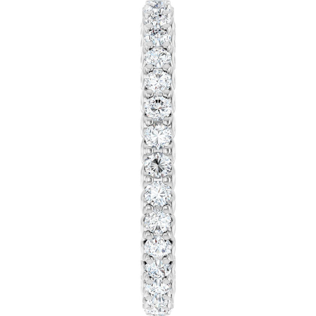 14K Gold Round Natural Diamond Sculptural Eternity Band - 2mm Stones - White Gold - view 4