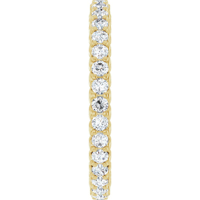 14K Gold Round Natural Diamond Sculptural Eternity Band - 2mm Stones - Yellow Gold - view 4