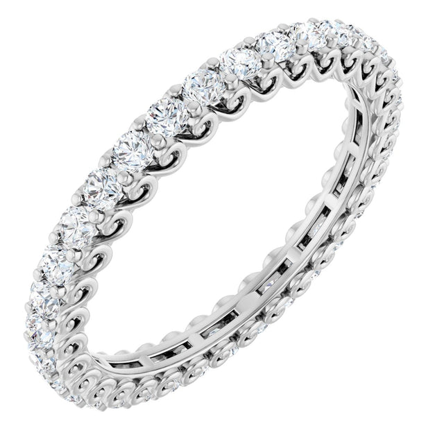 Platinum Round Natural Diamond Sculptural Eternity Band - 2mm Stones