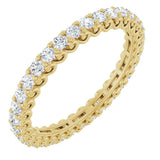 14K Gold Round Natural Diamond Sculptural Eternity Band - 2mm Stones - Yellow Gold