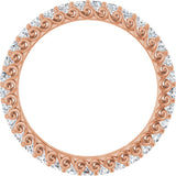 14K Gold Round Natural Diamond Sculptural Eternity Band - 2mm Stones - Rose Gold - view 2