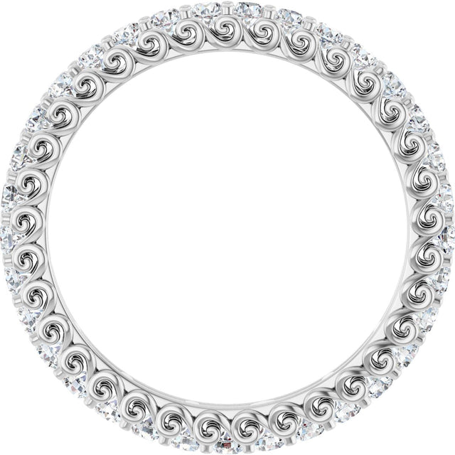 14K Gold Round Natural Diamond Sculptural Eternity Band - 2mm Stones - White Gold - view 2