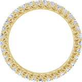 14K Gold Round Natural Diamond Sculptural Eternity Band - 2mm Stones - Yellow Gold - view 2