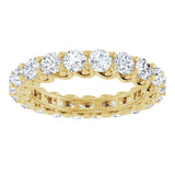 14K Gold Round Natural Diamond Sculptural Eternity Band - 3mm Stones - Yellow Gold - view 3