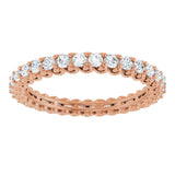 14K Gold Round Natural Diamond Sculptural Eternity Band - 2mm Stones - Rose Gold - view 3