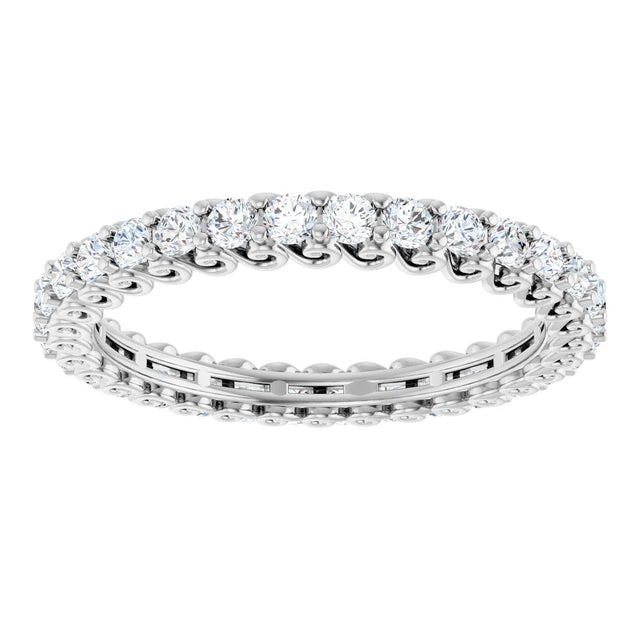 14K Gold Round Natural Diamond Sculptural Eternity Band - 2mm Stones - White Gold - view 3