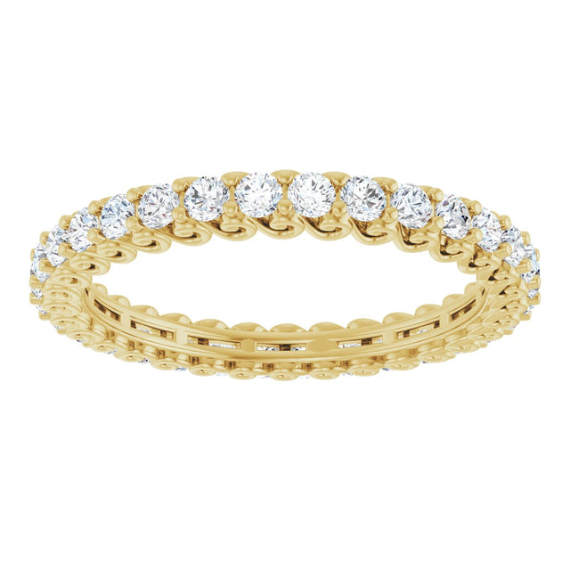 14K Gold Round Lab-Grown Diamond Sculptural Eternity Band - 2mm Stones - Yellow Gold - view 3