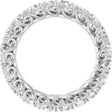 14K Gold Round Natural Diamond Sculptural Eternity Band - 3mm Stones - White Gold - view 2