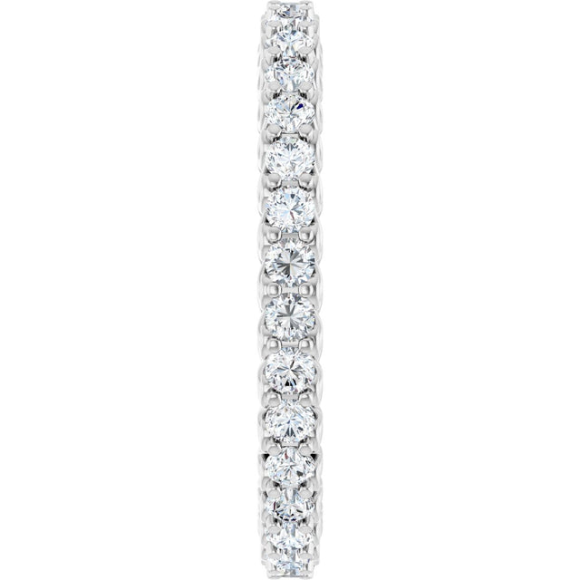 14K Gold Round Natural Diamond Sculptural Eternity Band - 2mm Stones - White Gold - view 4
