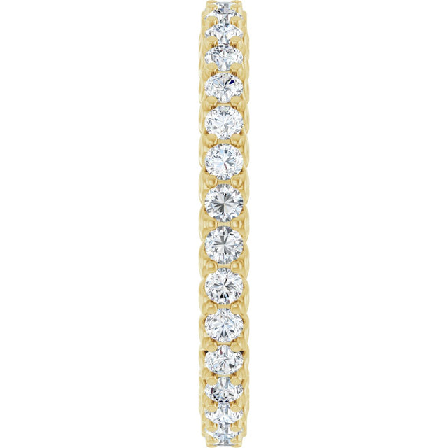 14K Gold Round Natural Diamond Sculptural Eternity Band - 2mm Stones - Yellow Gold - view 4