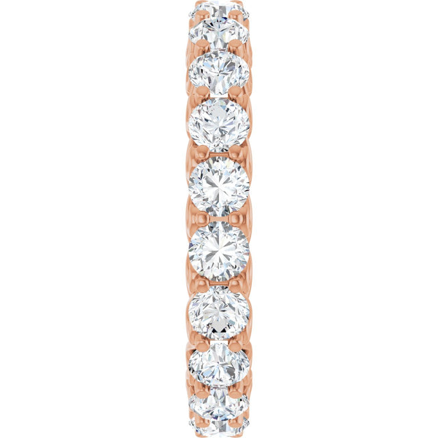 14K Gold Round Natural Diamond Sculptural Eternity Band - 3mm Stones - Rose Gold - view 4