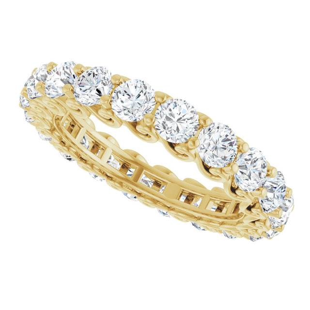 14K Gold Round Natural Diamond Sculptural Eternity Band - 3mm Stones - Yellow Gold - view 5