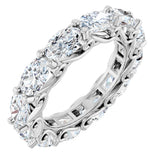 14K Gold Oval Lab-Grown Diamond Sculptural Eternity Band - 6x4mm Stones - White Gold