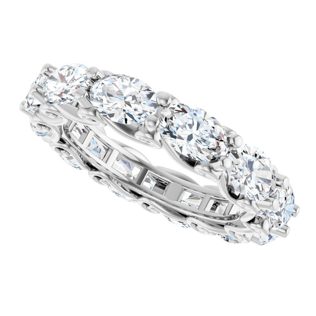14K Gold Oval Lab-Grown Diamond Sculptural Eternity Band - 6x4mm Stones - White Gold - view 5