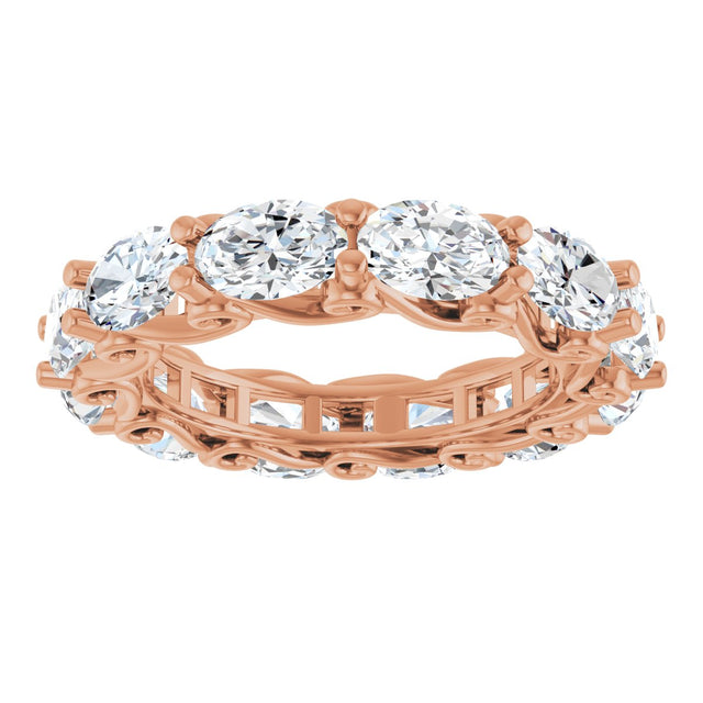 14K Gold Oval Lab-Grown Diamond Sculptural Eternity Band - 6x4mm Stones - Rose Gold - view 3