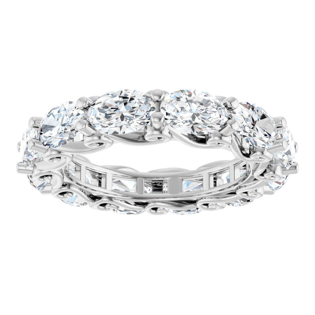Platinum Oval Lab-Grown Diamond Sculptural Eternity Band - 6x4mm Stones - view 3