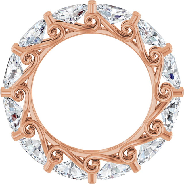14K Gold Oval Lab-Grown Diamond Sculptural Eternity Band - 6x4mm Stones - Rose Gold - view 2
