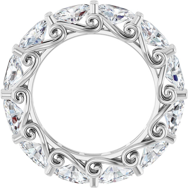 14K Gold Oval Lab-Grown Diamond Sculptural Eternity Band - 6x4mm Stones - White Gold - view 2