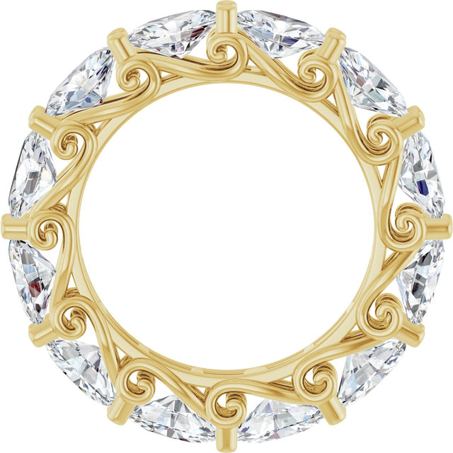 14K Gold Oval Lab-Grown Diamond Sculptural Eternity Band - 6x4mm Stones - Yellow Gold - view 2