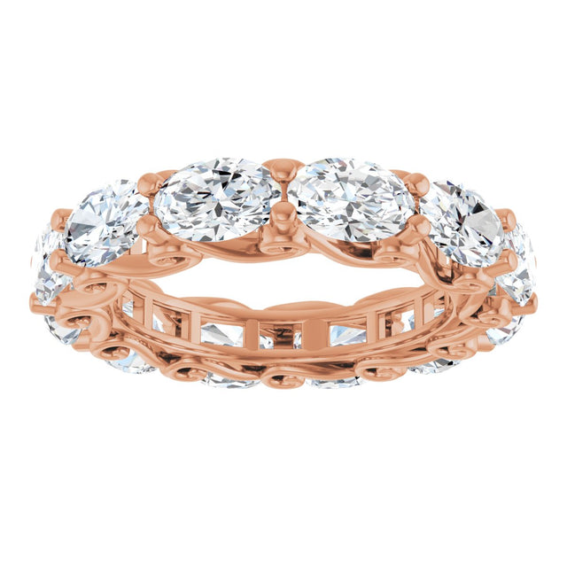 14K Gold Oval Lab-Grown Diamond Sculptural Eternity Band - 6x4mm Stones - Rose Gold - view 3