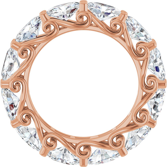 14K Gold Oval Lab-Grown Diamond Sculptural Eternity Band - 6x4mm Stones - Rose Gold - view 2