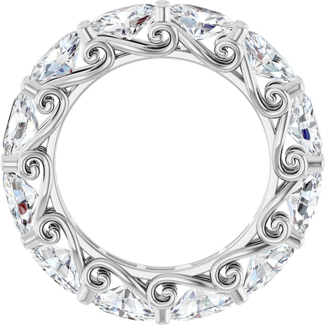 14K Gold Oval Lab-Grown Diamond Sculptural Eternity Band - 6x4mm Stones - White Gold - view 2