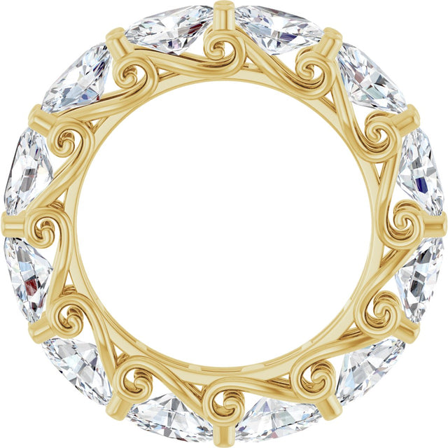 14K Gold Oval Lab-Grown Diamond Sculptural Eternity Band - 6x4mm Stones - Yellow Gold - view 2