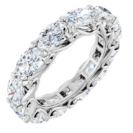 14K Gold Oval Lab-Grown Diamond Sculptural Eternity Band - 6x4mm Stones - White Gold