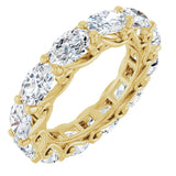 14K Gold Oval Lab-Grown Diamond Sculptural Eternity Band - 6x4mm Stones - Yellow Gold