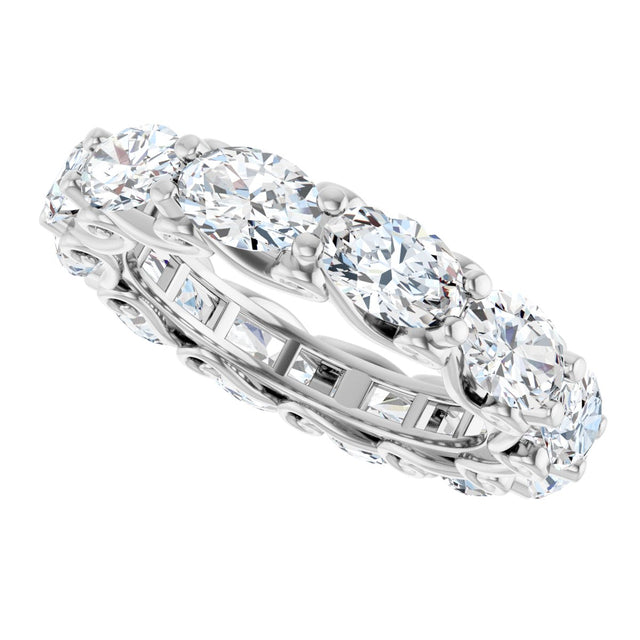 Platinum Oval Lab-Grown Diamond Sculptural Eternity Band - 6x4mm Stones - view 5