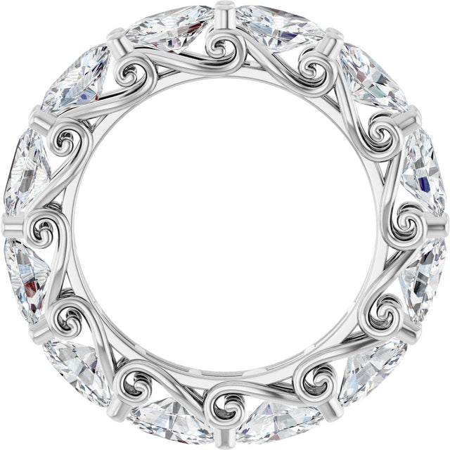 14K Gold Oval Lab-Grown Diamond Sculptural Eternity Band - 6x4mm Stones - White Gold - view 2