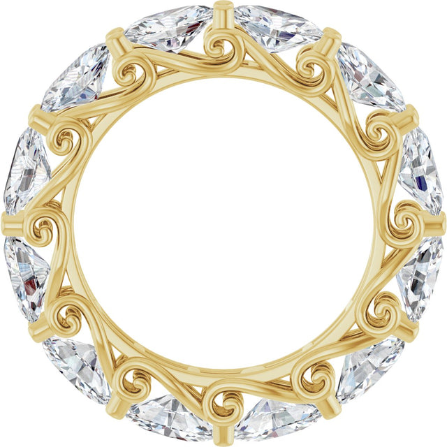 14K Gold Oval Lab-Grown Diamond Sculptural Eternity Band - 6x4mm Stones - Yellow Gold - view 2