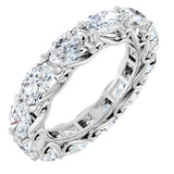 Platinum Oval Natural Diamond Sculptural Eternity Band - 6x4mm Stones