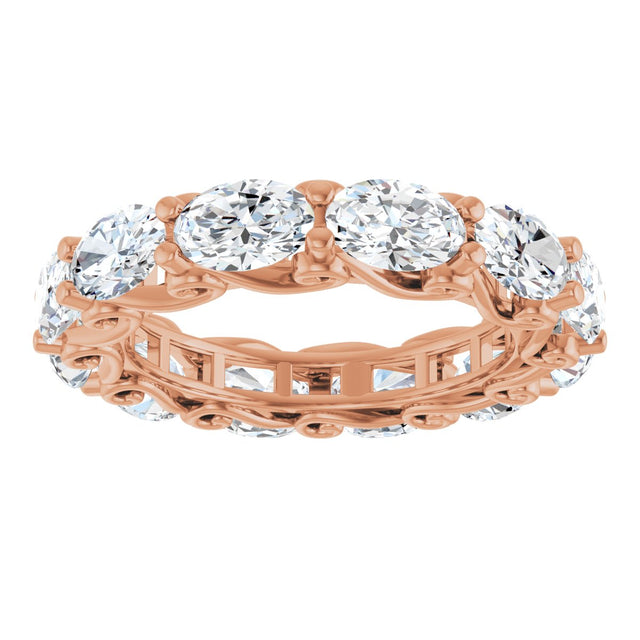 14K Gold Oval Lab-Grown Diamond Sculptural Eternity Band - 6x4mm Stones - Rose Gold - view 3