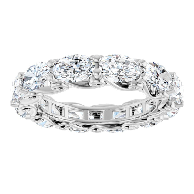 14K Gold Oval Lab-Grown Diamond Sculptural Eternity Band - 6x4mm Stones - White Gold - view 3