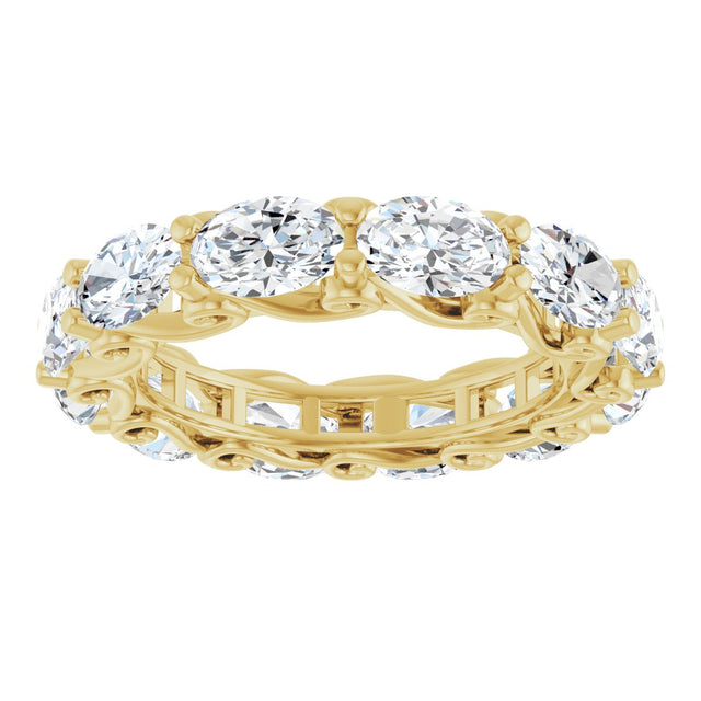14K Gold Oval Lab-Grown Diamond Sculptural Eternity Band - 6x4mm Stones - Yellow Gold - view 3