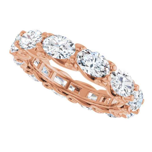 14K Gold Oval Lab-Grown Diamond Sculptural Eternity Band - 6x4mm Stones - Rose Gold - view 5