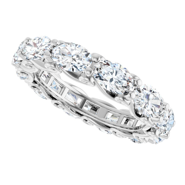 Platinum Oval Lab-Grown Diamond Sculptural Eternity Band - 6x4mm Stones - view 5