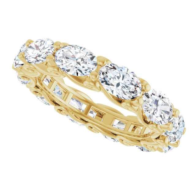 14K Gold Oval Lab-Grown Diamond Sculptural Eternity Band - 6x4mm Stones - Yellow Gold - view 5