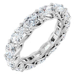 14K Gold Oval Natural Diamond Sculptural Eternity Band - 6x4mm Stones - White Gold