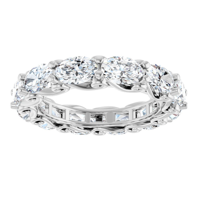 Platinum Oval Lab-Grown Diamond Sculptural Eternity Band - 6x4mm Stones - view 3