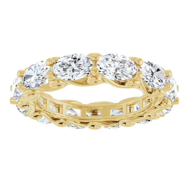 14K Gold Oval Lab-Grown Diamond Sculptural Eternity Band - 6x4mm Stones - Yellow Gold - view 3